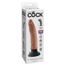 Вибромассажер цвета смуглой кожи King Cock 7 Vibrating Cock - 20 см