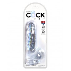 Прозрачный фаллоимитатор с мошонкой на присоске King Cock 6 Clear Cock with Balls