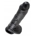 Реалистичный чёрный фаллоимитатор-гигант King Cock 10 with Balls - 25,4 см