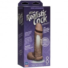 Фаллоимитатор реалистик на присоске 8” коричневый Realistic Cock Vac-U-Lock